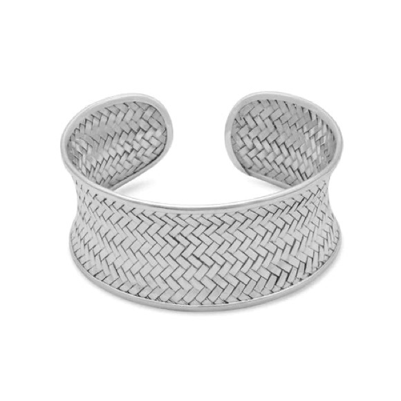 Sterling Silver Woven Cuff Bracelet - Picture 5 of 9